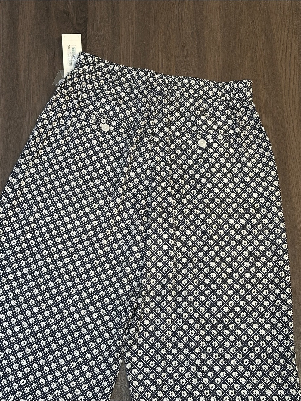 NWT Navy White Wide Leg Palazzo Pants Silk Blend High Rise Size 6 - Picture 15 of 16